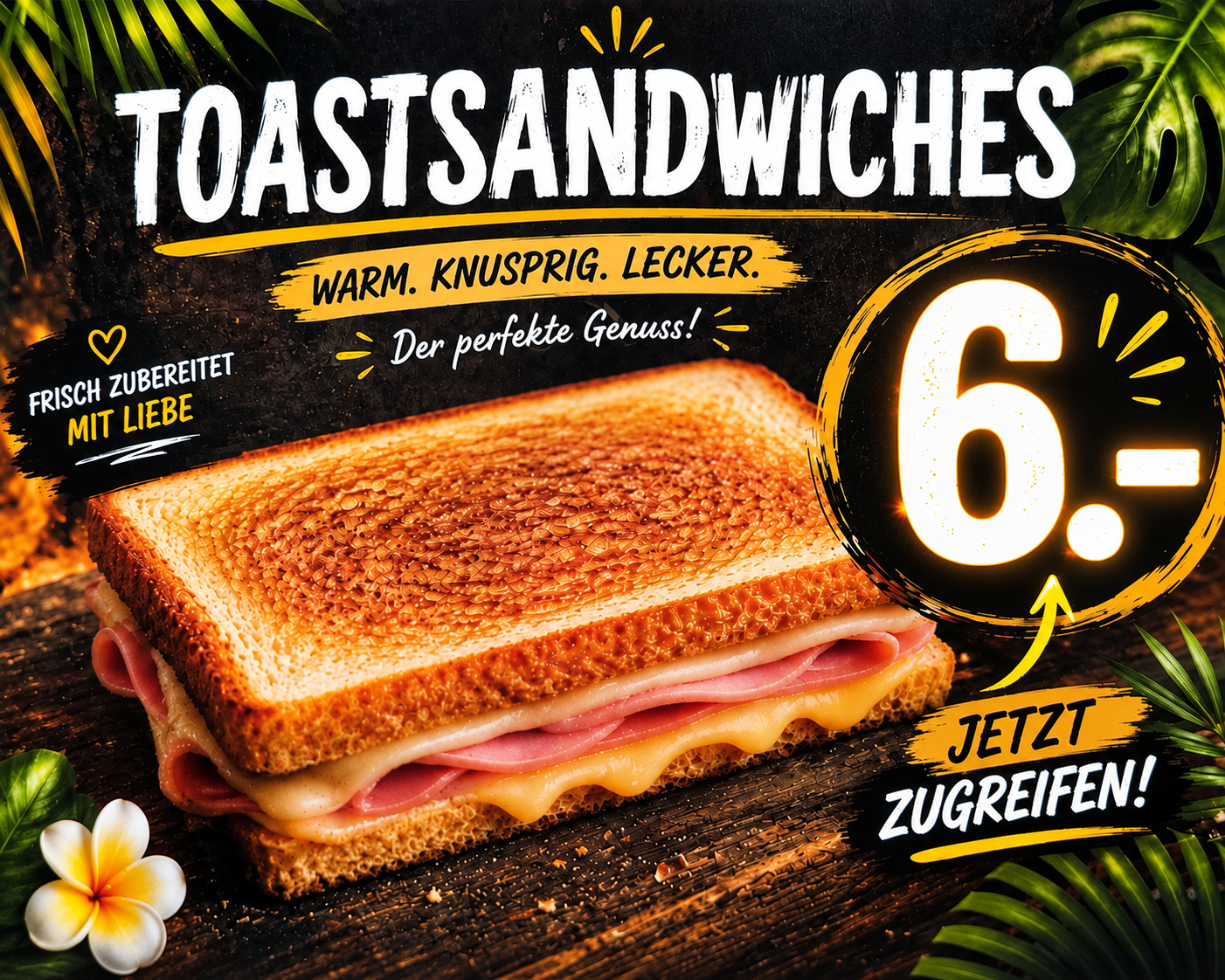 Vorher: dunkles Toastsandwiches-Plakat